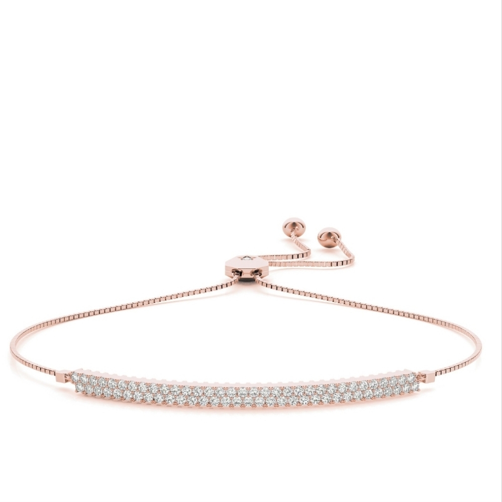 0.75 CT Natural Diamond Double Row Bracelets In 14K Solid Gold